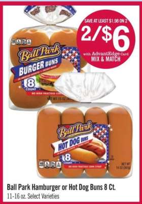 Ball Park Hamburger or Hot Dog Buns 8 Ct.