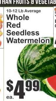 Whole Red Seedless Watermelon