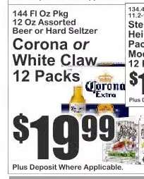 Corona or White Claw 12 Packs
