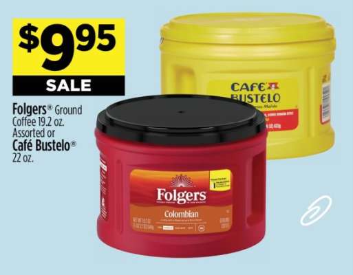 Folgers® Ground Coffee 19.2 oz. Assorted or Café Bustelo® 22 oz.