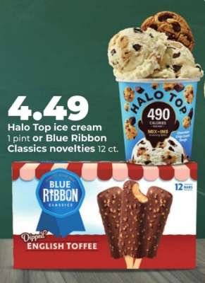 Halo Top ice cream or Blue Ribbon Classics novelties