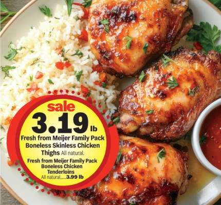 Fresh from Meijer Family Pack Boneless Skinless Chicken Thighs