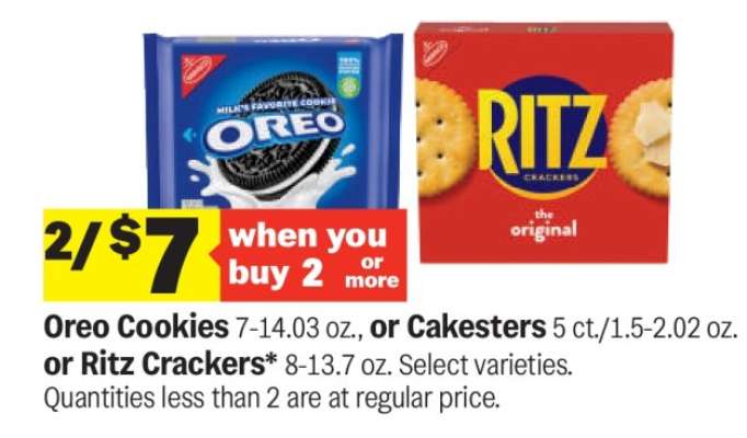 Oreo Cookies or Cakesters or Ritz Crackers