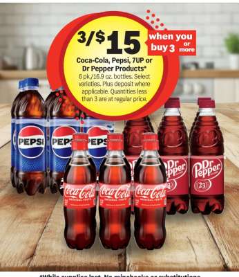 Coca-Cola, Pepsi, 7UP or Dr Pepper Products*