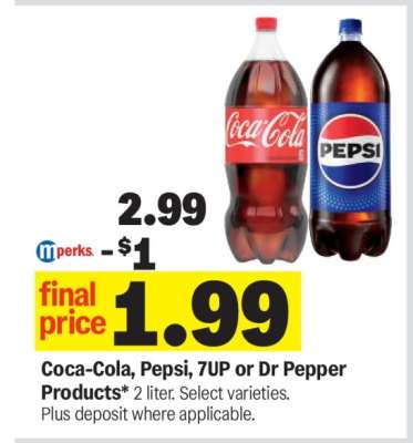 Coca-Cola, Pepsi, 7UP or Dr Pepper Products*