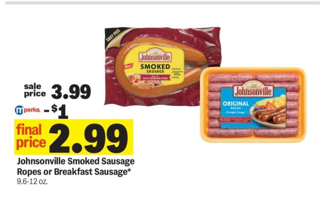 Johnsonville Smoked Sausage Ropes or Breakfast Sausage