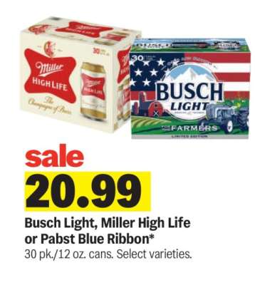Busch Light, Miller High Life or Pabst Blue Ribbon