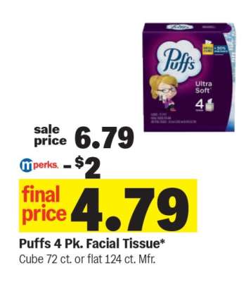 Puffs 4 Pk. Facial Tissue*