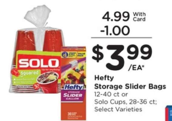 Hefty Storage Slider Bags or Solo Cups