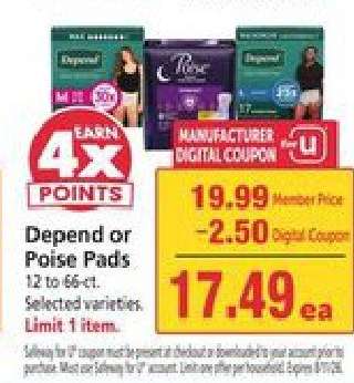 Depend or Poise Pads