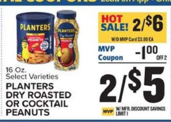 Planters Dry Roasted or Cocktail Peanuts