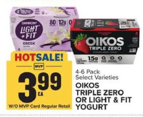 OIKOS TRIPLE ZERO OR LIGHT & FIT YOGURT