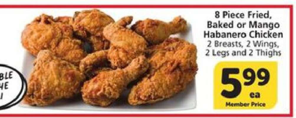 8 Piece Fried, Baked or Mango Habanero Chicken
