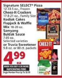 Signature SELECT Pizza, Cheez-It Crackers, Kodiak Cakes, Samyang Buldak Sauce, Truvia Sweetener