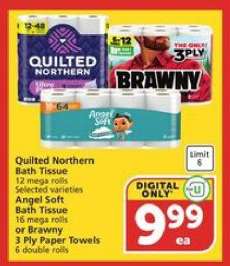 Quilted Northern Bath Tissue / Angel Soft Bath Tissue / Brawny 3 Ply Paper Towels
