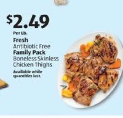 Fresh Antibiotic Free Family Pack Boneless Skinless Chicken Thighs