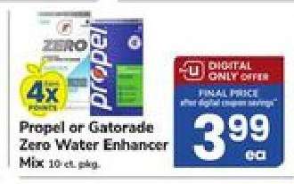 Propel or Gatorade Zero Water Enhancer Mix