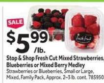 Stop & Shop Fresh Cut Mixed Strawberries, Blueberries or Mixed Berry Medley