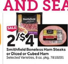 Smithfield Boneless Ham Steaks or Diced or Cubed Ham