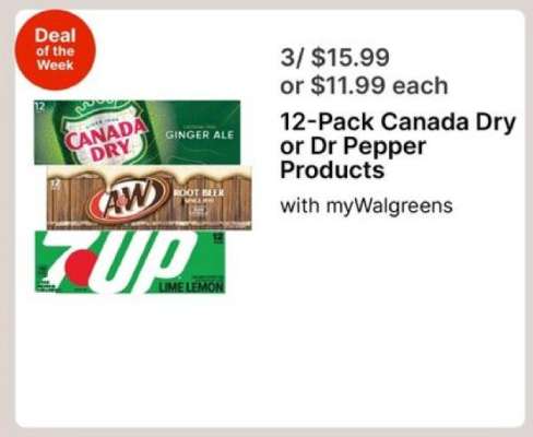 12-Pack Canada Dry or Dr Pepper Products