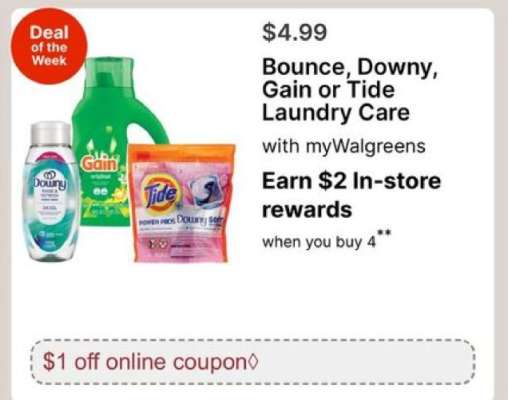 Bounce, Downy, Gain or Tide Laundry Care