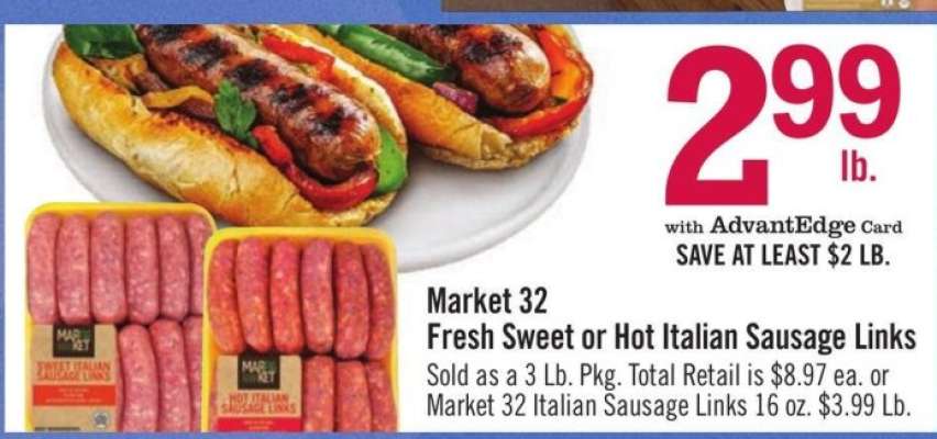 Market 32 Fresh Sweet or Hot Italian Sausage Links