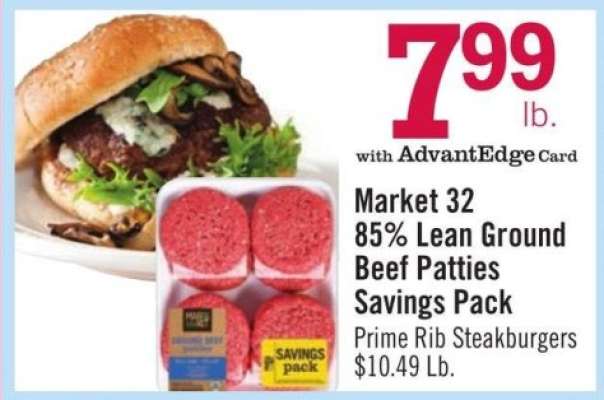 Market 32 85% Lean Ground Beef Patties Savings Pack