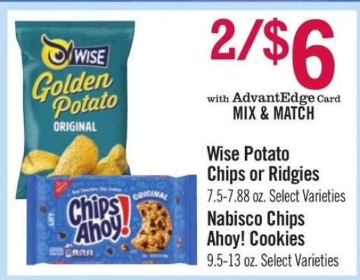 Wise Potato Chips or Ridgies