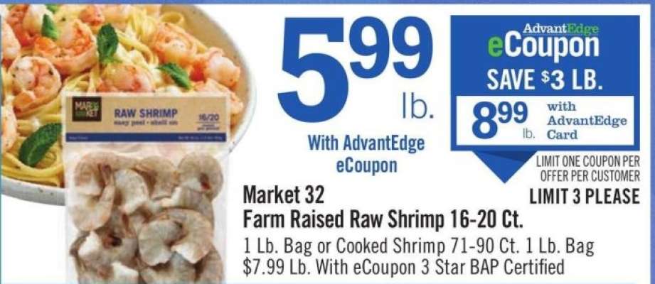 Market 32 Farm Raised Raw Shrimp 16-20 Ct.