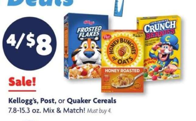 Kellogg's, Post, or Quaker Cereals
