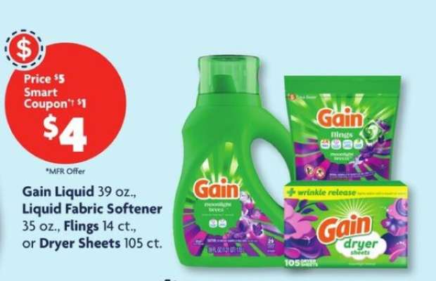 Gain Liquid, Liquid Fabric Softener, Flings, or Dryer Sheets