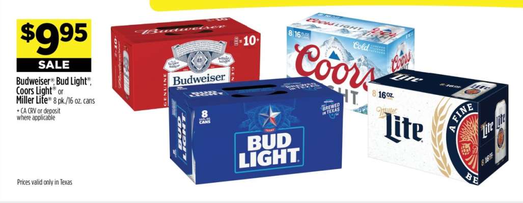 Budweiser, Bud Light, Coors Light, Miller Lite