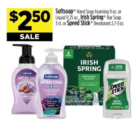 Softsoap, Irish Spring, Speed Stick