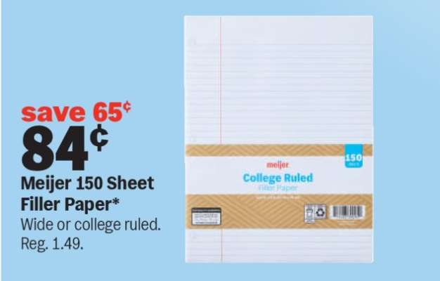 Meijer 150 Sheet Filler Paper