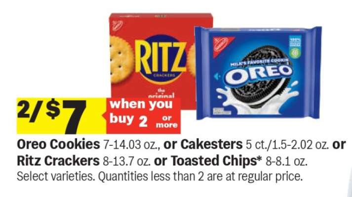 Oreo Cookies or Cakesters or Ritz Crackers or Toasted Chips