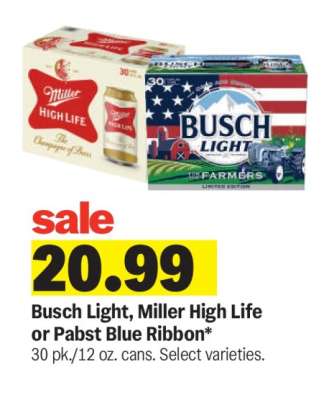 Busch Light, Miller High Life or Pabst Blue Ribbon