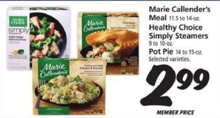 Marie Callender's Meal, Healthy Choice Simply Steamers, Pot Pie