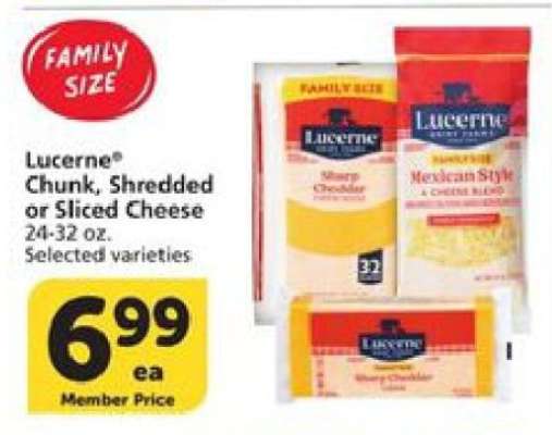 Lucerne Chunk, Shredded or Sliced Cheese