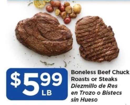 Boneless Beef Chuck Roasts or Steaks