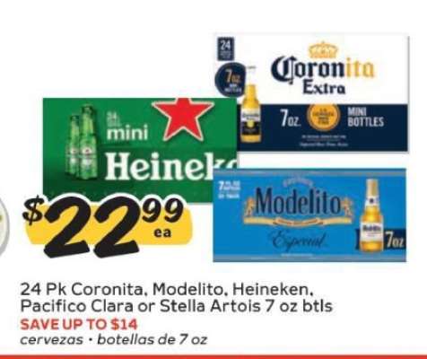 24 Pk Coronita, Modelito, Heineken, Pacifico Clara or Stella Artois