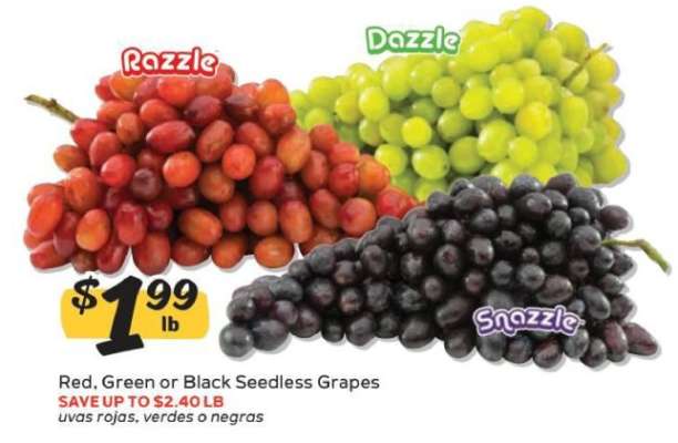 Red, Green or Black Seedless Grapes