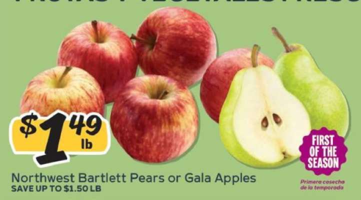 Northwest Bartlett Pears or Gala Apples