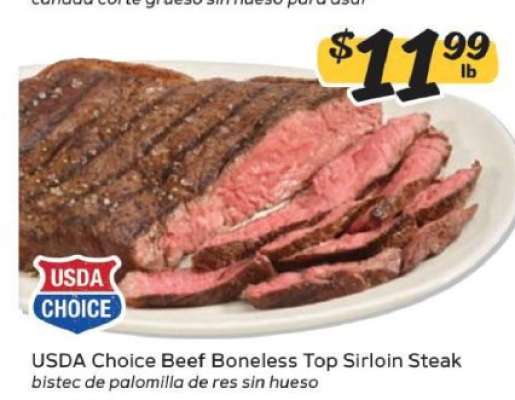 USDA Choice Beef Boneless Top Sirloin Steak