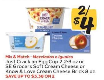 Just Crack an Egg Cup, SE Grocers Soft Cream Cheese, Know & Love Cream Cheese Brick