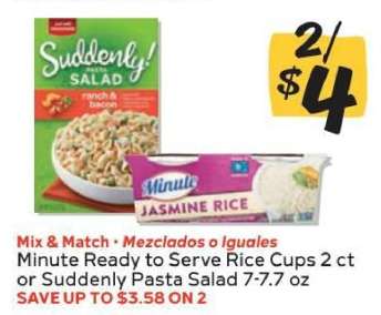 Minute Ready to Serve Rice Cups 2 ct or Suddenly Pasta Salad 7-7.7 oz