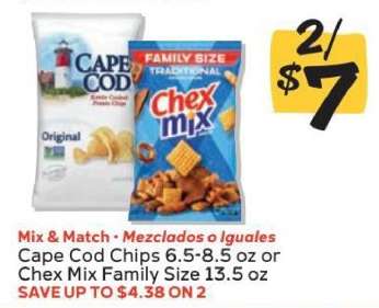 Cape Cod Chips or Chex Mix Family Size