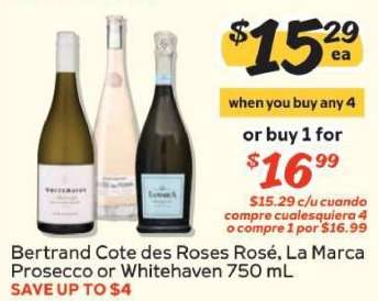 Bertrand Cote des Roses Rosé, La Marca Prosecco or Whitehaven