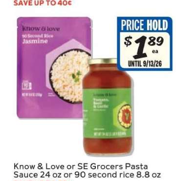 Know & Love or SE Grocers Pasta Sauce
