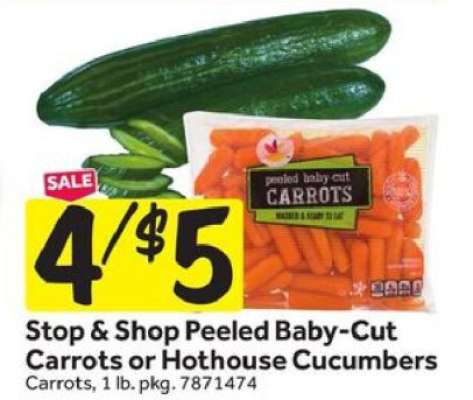 Stop & Shop Peeled Baby-Cut Carrots or Hothouse Cucumbers