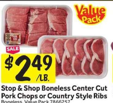Stop & Shop Boneless Center Cut Pork Chops or Country Style Ribs